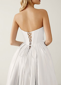 Emmanuelle Kość Słoniowa Suknia balowa z satynowego szyfonu z falbankami w kształcie litery A image6