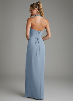 Azazie Tina Bridesmaid Dresses Dusty Blue Mermaid Corset Chiffon Dress image6