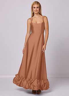 Barbie ♥ Azazie Venta Final Vestido de Bermuda de Satén Elástico de Corte en A con Con bolsillos image1