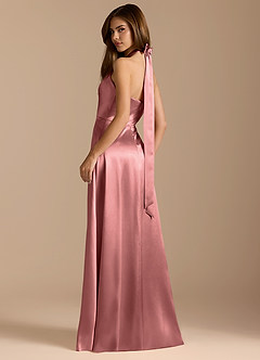 Azazie Tracie Bridesmaid Dresses Rosette A-Line Pleated Metallic Satin Dress image9