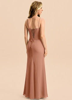 Azazie Sorrel Junior Meerjungfrau-Linie Plissee Chiffon Kleid Bronzer image2