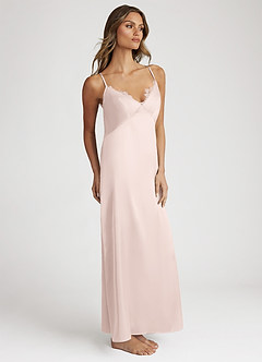 front Satin and Lace Midi Slip Dress
