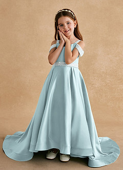 Azazie Jodi Flower Girl Dresses Mist A-Line Matte Satin Dress image5