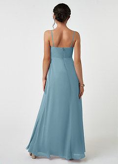 Azazie Collette Junior A-Linie Gestreift Chiffon Kleid Stimmungsvolles Blau image2