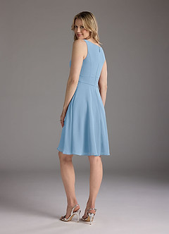 Azazie Shirley Moeder van de bruid jurken A-Lijn Jurk van Chiffon Schop gevouwen Poederblauw image7