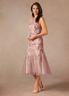 Azazie Herrin vestidos de madre de la novia Vestido de Rosa Grisáceo  Champán de Encaje de Sirena image7