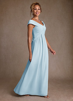 Azazie Myrtle Kleider für die Brautmutter A-Linie Plissee Chiffon Kleid Himmelblau image3