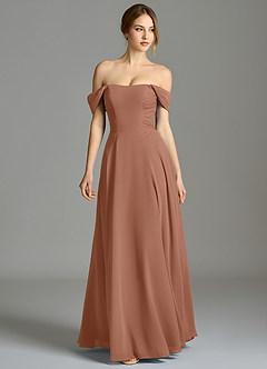 Azazie Oasis Bridesmaid Dresses Bronzer A-Line with Pockets Chiffon Dress image5