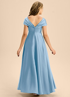 Azazie Rowena Junior Powder Blue A-Line Bow Stretch Satin Dress image5
