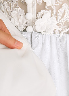Azazie Lina Blumenmädchenkleider Ballkleid Spitze Kleid Elfenbein Weiß image9