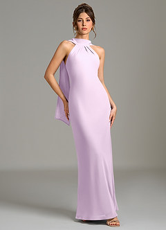 Azazie Cassiana Bridesmaid Dresses Frosted Lilac Mermaid Pleated Chiffon Dress image3