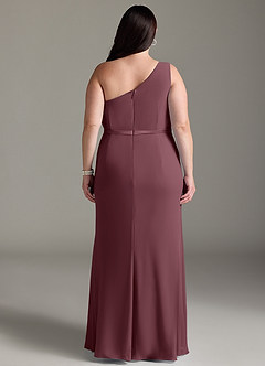 Azazie Liza Bridesmaid Dresses Sangria Mermaid One Shoulder Chiffon Dress image12