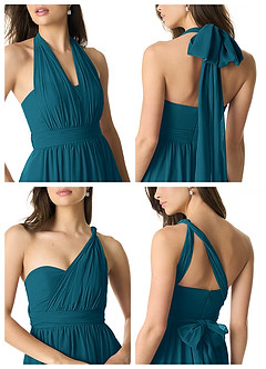 Azazie Olani Bridesmaid Dresses Ink Blue A-Line Off the Shoulder Chiffon Convertible Dress image2
