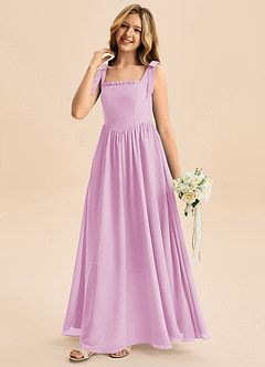 Azazie Delia Junior Abito A-Line in Chiffon Fiocco Rosa Confetto image4