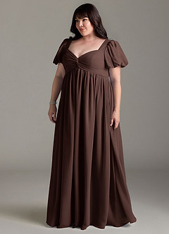 Azazie Madisynn Maternity Bridesmaid Dresses Bow Chiffon Floor-Length Dress image8