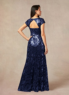 Azazie Korinna Mother of the Bride Dresses Dark Navy Mermaid Sequins Dress image3