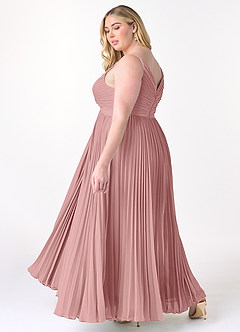 Azazie Raychelle Brautjungfernkleider A-Linie V-Hals Chiffon Kleid Altrosa image10