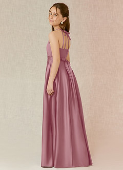 Azazie Arianthe Junior Vintage Mauve A-Line with Pockets Stretch Satin Dress image3