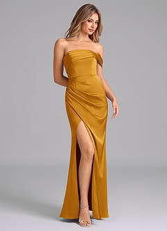 Azazie Lisbeth Vestidos de damas de honor Vestido de Caramelo de Satén Elástico de Corte Sirena Convertible con Vestidos sin tirantes image5
