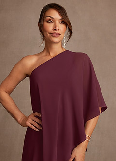Azazie Wilma Mother of the Bride Dresses Cabernet Sheath One Shoulder Floral Burnout Dress image6
