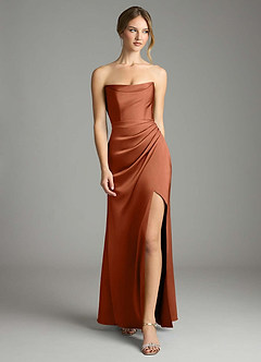 Azazie Leonis Bridesmaid Dresses Cedar Rose Mermaid Pleated Stretch Satin Convertible Dress image5
