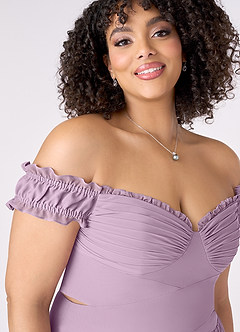 Barbie ♥ Azazie Bridesmaid Dresses Wisteria A-Line Off the Shoulder Chiffon Convertible Dress image11