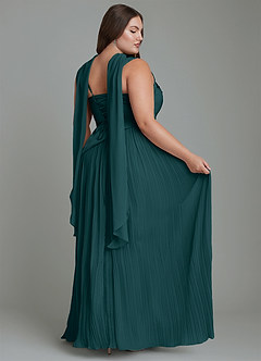 Azazie Stephanie Bridesmaid Dresses Pine A-Line Pleated Stretch Satin Dress image16