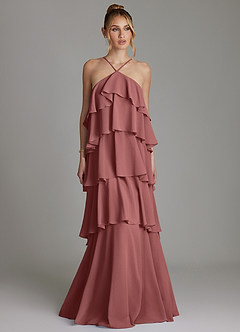 Azazie Deena Brautjungfernkleider A-Linie Gestreift Chiffon Kleid Amethyst image1