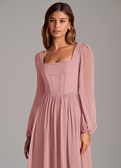 Azazie Maree Bridesmaid Dresses Dusty Rose A-Line Corset Chiffon Dress image7