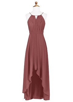 Azazie Oaklynn Junior Robe Trapèze en Mousseline de soie Plissée Améthyste image6