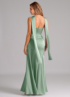 Azazie Shiloh Bridesmaid Dresses Agave Mermaid Strapless Stretch Satin Convertible Dress image7