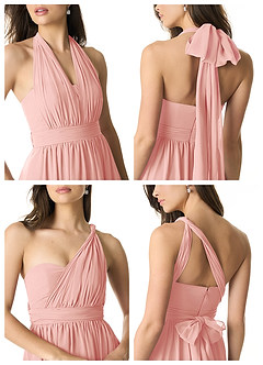 Azazie Olani Bridesmaid Dresses Rosette A-Line One Shoulder Chiffon Convertible Dress image2
