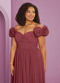 Barbie ♥ Azazie Bridesmaid Dresses Merlot A-Line Off the Shoulder Chiffon Convertible Dress image18