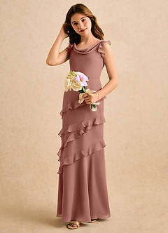 Azazie Aria Girls Formal Flower Girl Dresses Cedar Rose Mermaid Ruched Chiffon Dress image5