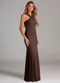 Azazie Doretta Bridesmaid Dresses Ganache Mermaid Pleated Chiffon Dress image11