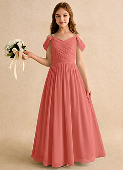 Azazie Chelo Girls Formal Flower Girl Klänningar Klänning A-Linje i Chiffong Plisserad image3