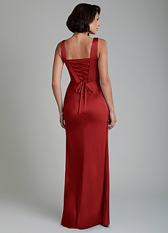 Azazie Amora Brautjungfernkleider Meerjungfrau-Linie Korsett Stretch-Satin Kleid Granatapfelrot image2