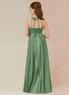 Azazie Arianthe Junior Matcha A-Line with Pockets Matte Satin Dress image2
