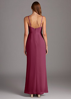 Azazie Tayla Bridesmaid Dresses Mulberry Sheath Square Neckline Chiffon Dress image4