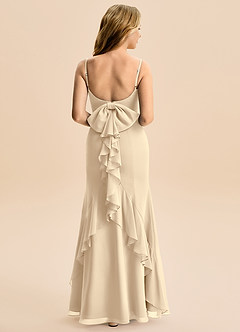 Azazie Lioren Junior Champagne Mermaid Bow Chiffon Dress image3
