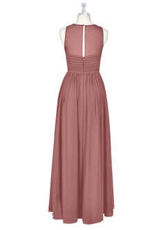Azazie Nina Robes de demoiselle d'honneur Robe Trapèze en Mousseline de soie Plissée Rose Du Désert image7