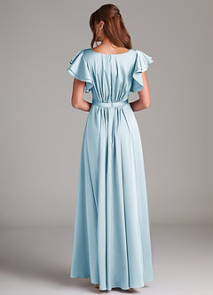 Azazie Daphne Modest Bridesmaid Dresses A-Line Ruched Stretch Satin Floor-Length Dress image6