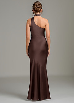 Azazie Jalissa Bridesmaid Dresses Ganache Mermaid One Shoulder Stretch Satin Dress image6