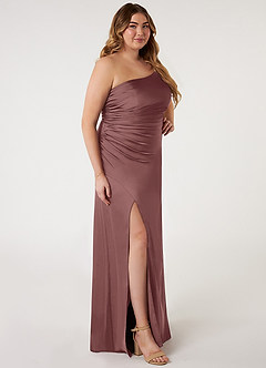 Azazie Eren Bridesmaid Dresses Vintage Mauve Mermaid One Shoulder Stretch Satin Dress image8