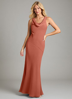 Azazie Rylina Vestidos de damas de honor Vestido de Arcilla de Gasa de Corte Sirena con Plisado image1