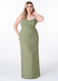Azazie Mai Bridesmaid Dresses Pistachio Sheath Pleated Chiffon Dress image7