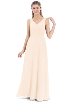 Azazie Nala Bridesmaid Dresses Pearl Pink A-Line Pleated Chiffon Dress image2