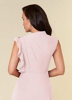 Azazie Narine Abiti per la Madre della Sposa Abito A-Line in Chiffon con Scollo Alto a Pieghe Rosa Rossore image7