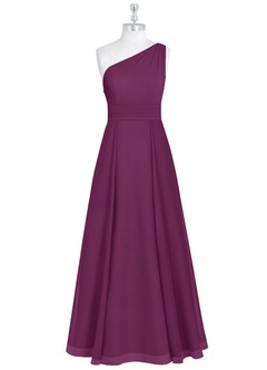 Azazie Dallas Bridesmaid Dresses Raspberry A-Line One Shoulder Chiffon Dress image19