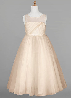 Azazie Brienne Flower Girl Dresses Champagne Ball-Gown Sequins Tulle Dress image5